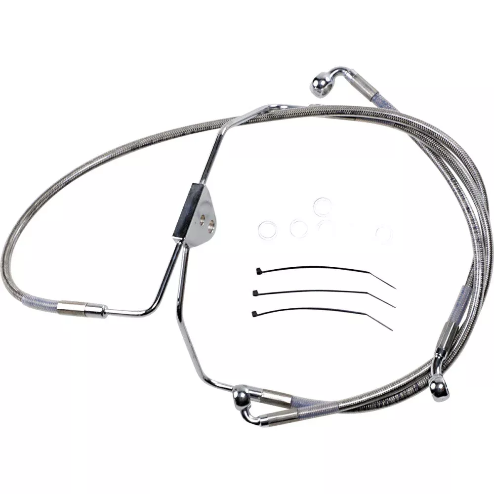 08-13 for Harley FLHT /FLHR /FLHX /FLTR DS Ext Front Brake Line Kit +2 W /O ABS