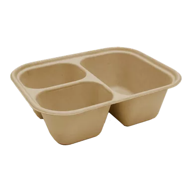 10x7.5x3" (48 oz) Fiber Container, 3-Compt