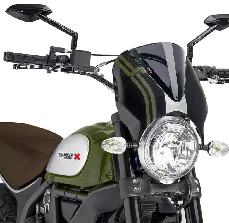 15-'20 for Ducati Scrambler Icon Windscreen Retrovision Carbon Look /Dark Smoke