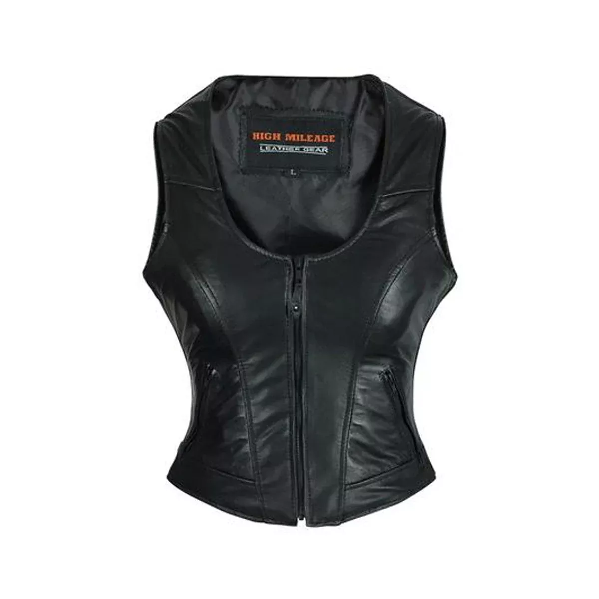 High Mileage Women's Lady Biker Leather Motorcycle Vest