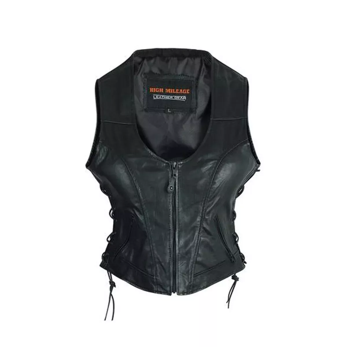 High Mileage Womens Lady Biker Leather Motorcycle Vest