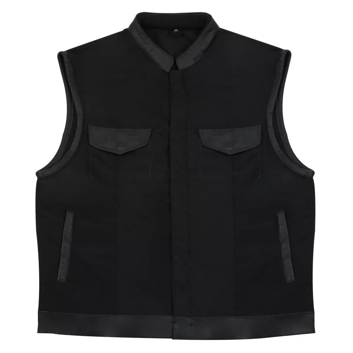Jafrum Men's Black SOA Club Style Black Motorcycle Textile Vest