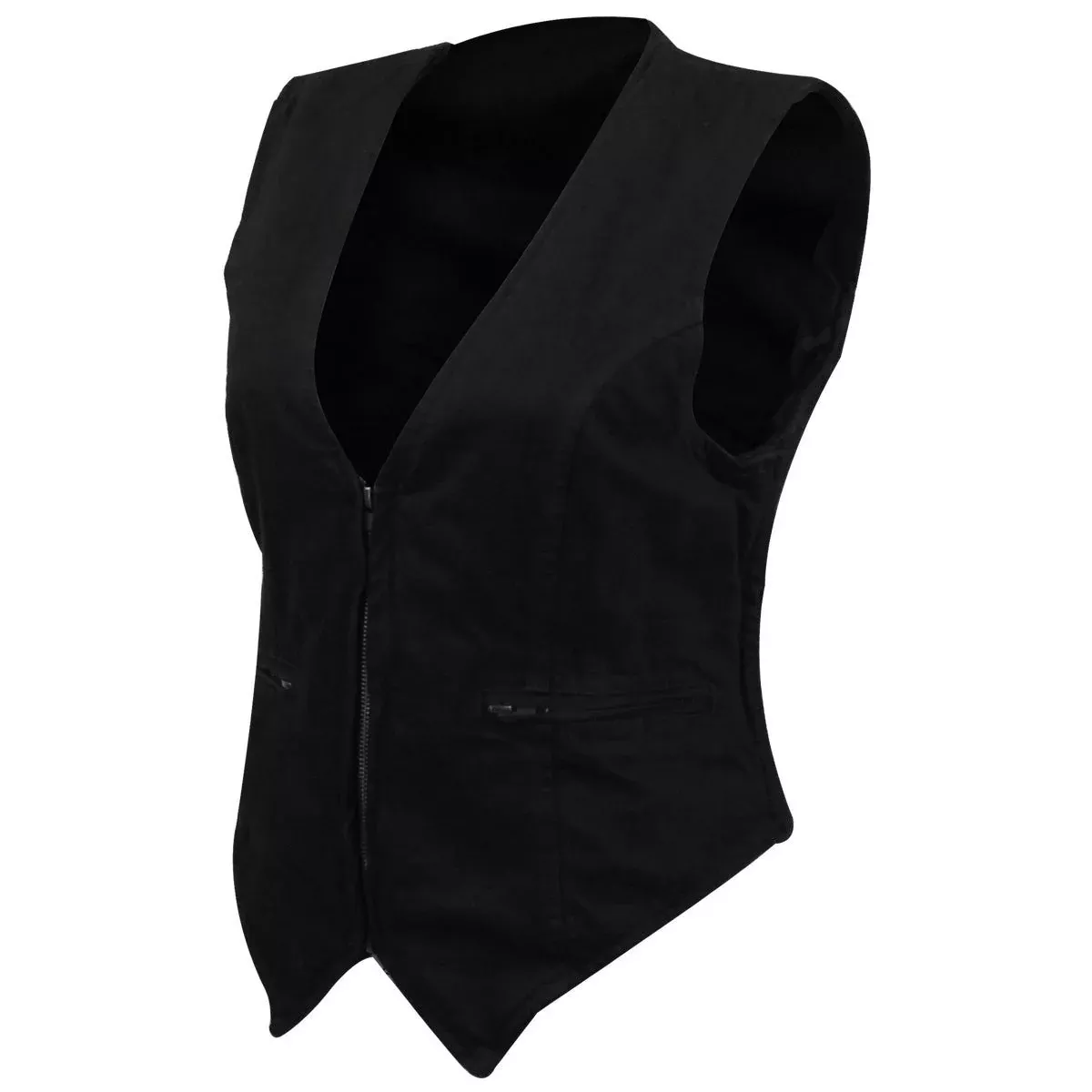 Jafrum Womens Zipper Front Stretchable Sides Blue or Black Denim Vest