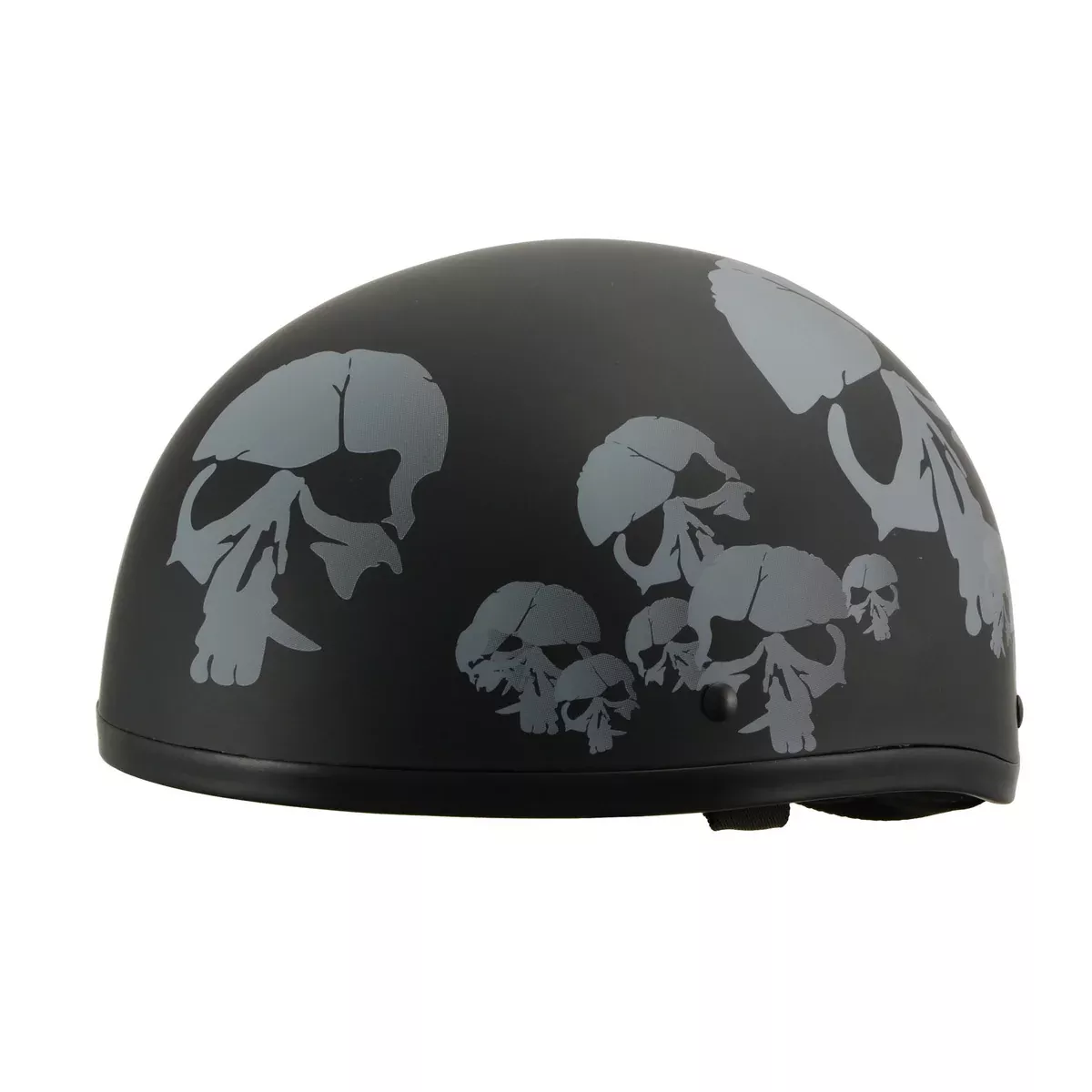 Milwaukee Helmets MPH9876N Novelty Punished Skulls Matte Black Half Helmet
