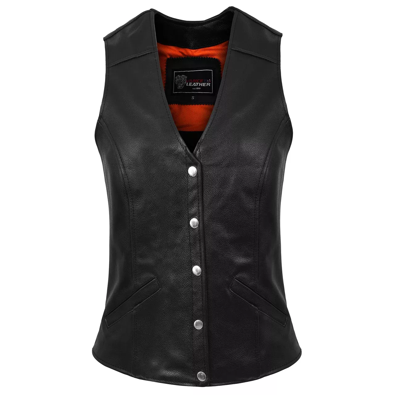 Women's Five Snap Leather Vest with CCW Pocket